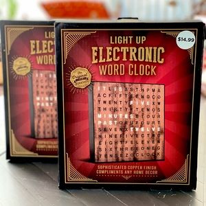 2 NWT Light Up Word Clock in Copper Frame